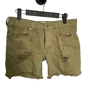 Lucky Brand Women Denim Boyfriend‎ Shorts Button Fly Cut off Green Sz 0/25 U2